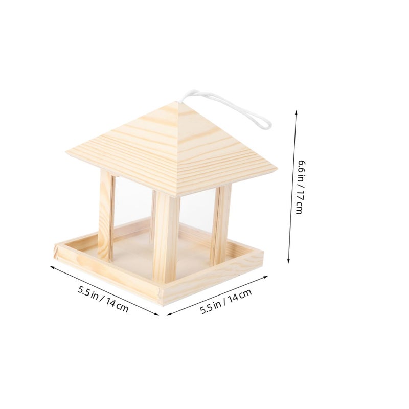Natural Wood Hanging Bird Feeder Outdoor Garden Decoration for Small Birds - Image 3