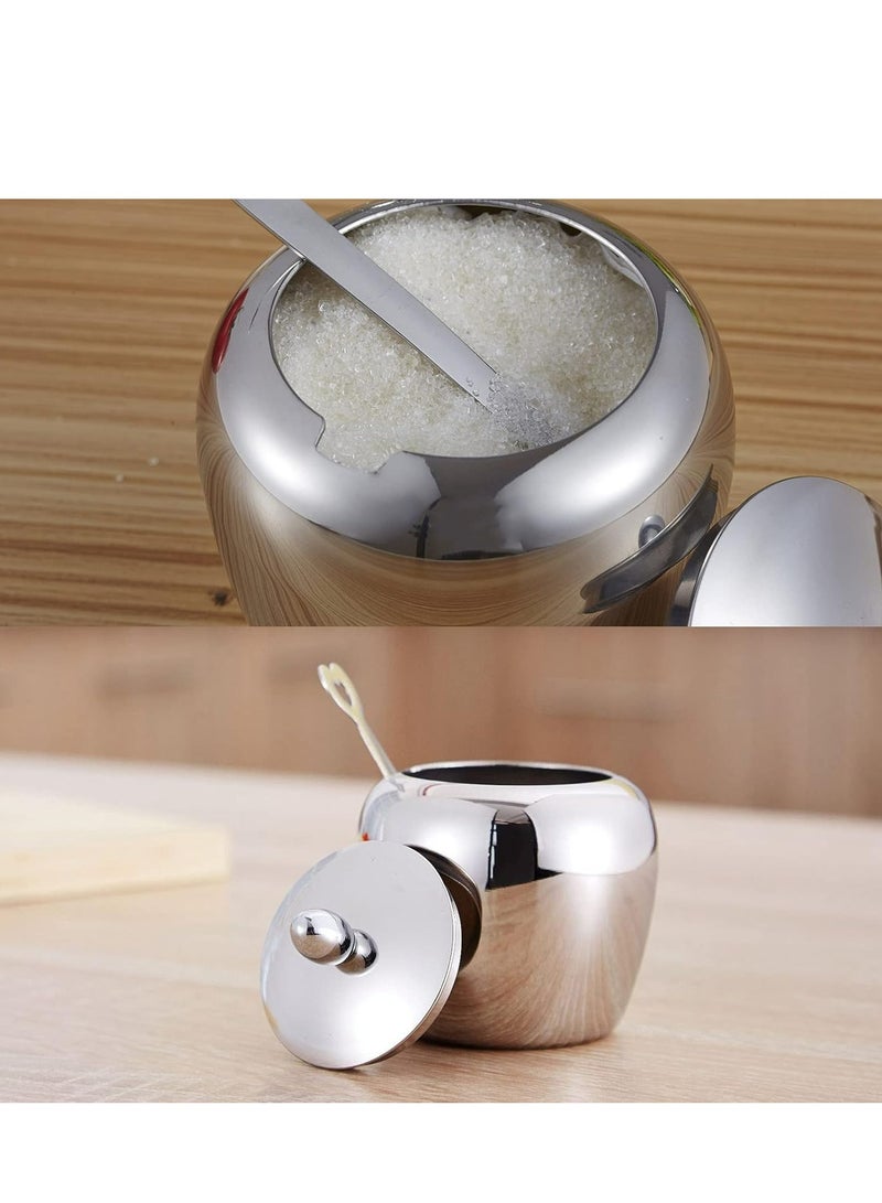 Stainless Steel Seasoning Containers Set - Sugar, Salt, Pepper, Spice Bowls with Spoon and Lid for Home. - Image 4