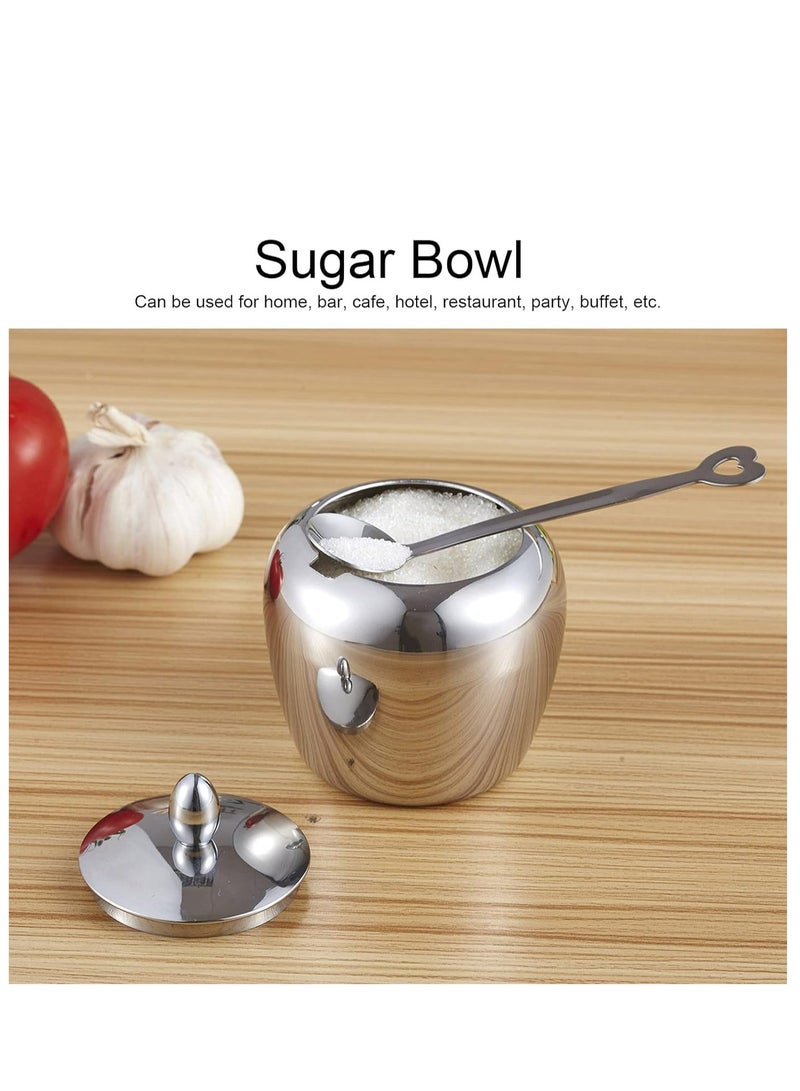Stainless Steel Seasoning Containers Set - Sugar, Salt, Pepper, Spice Bowls with Spoon and Lid for Home. - Image 3