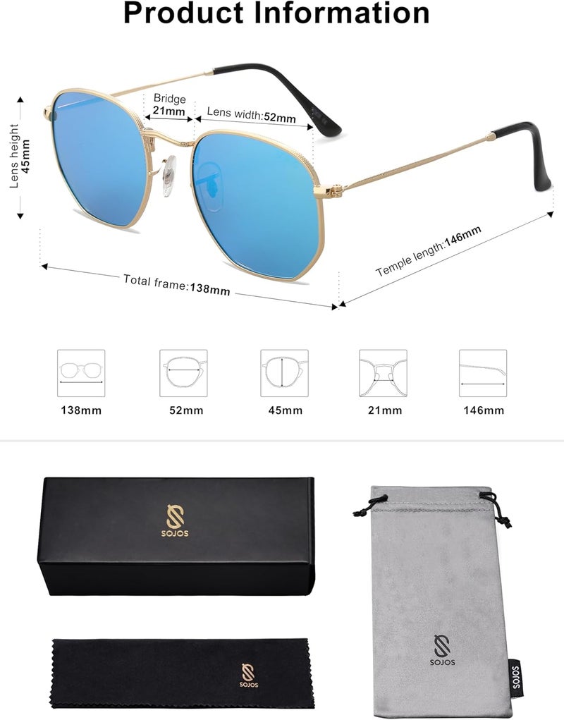 Sojos Square Polarized Sunglasses for Women Men Small Hexagonal Polygon Mirrored Lens SJ1072 - Image 5
