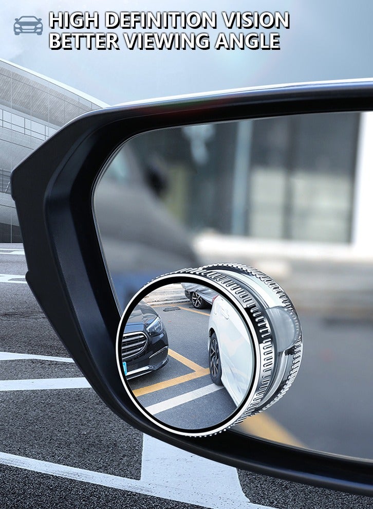 Blind Spot Car Mirror Truck 2 Pack Round Rear View Mirrors HD 360° Adjustable Wide-angle Suction Cup Design Side Blind spot Convex Universal Fit Auto Exterior Accessories - Image 2