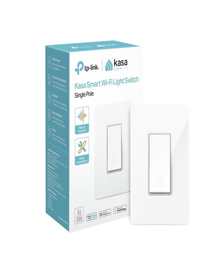Kasa Smart Light Switch HS200, Single Pole, Needs Neutral Wire, 2.4GHz Wi-Fi Light Switch Works with Google Home, UL Certified, No Hub Required, White - Image 1