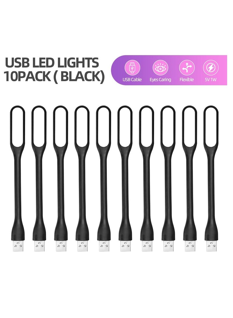 Bukela USB LED Light Lamp for Power Bank (10 PCS) Portable Eye Care Mini Night Light with Flexible Arm, USB Gooseneck Reading Lamps Book Light,Compatible for Desktop, Notebook Laptop (10-Black)  - Image 5