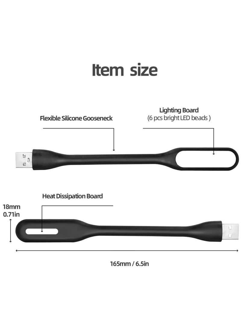 Bukela USB LED Light Lamp for Power Bank (10 PCS) Portable Eye Care Mini Night Light with Flexible Arm, USB Gooseneck Reading Lamps Book Light,Compatible for Desktop, Notebook Laptop (10-Black)  - Image 3