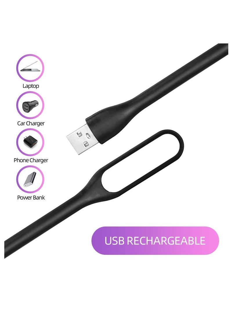Bukela USB LED Light Lamp for Power Bank (10 PCS) Portable Eye Care Mini Night Light with Flexible Arm, USB Gooseneck Reading Lamps Book Light,Compatible for Desktop, Notebook Laptop (10-Black)  - Image 4