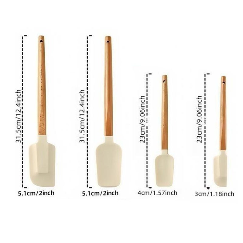 4 Piece Silicone Spatula Set Food Grade Nonstick Black For Cooking Baking Mixing Frosting Heat Resistant Dishwasher Safe - Image 2