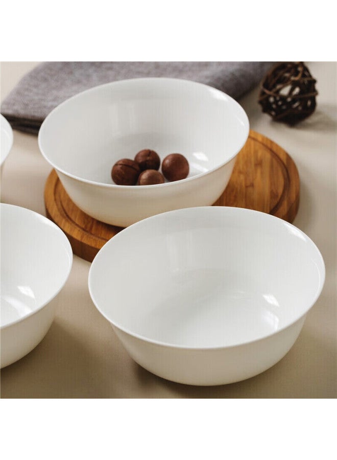 Sky Top Ceramic Noodle Bowl, Porcelain Soup Bowl, Rice Bowl, Household Tableware, Pure White, 6 Inches, 4-piece Set - Image 1