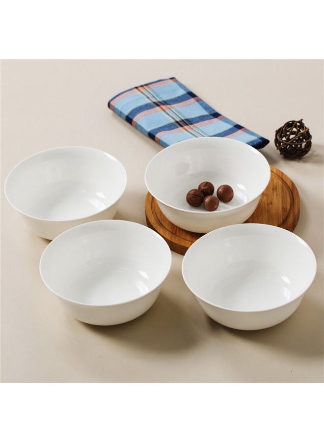 Sky Top Ceramic Noodle Bowl, Porcelain Soup Bowl, Rice Bowl, Household Tableware, Pure White, 6 Inches, 4-piece Set - Image 2
