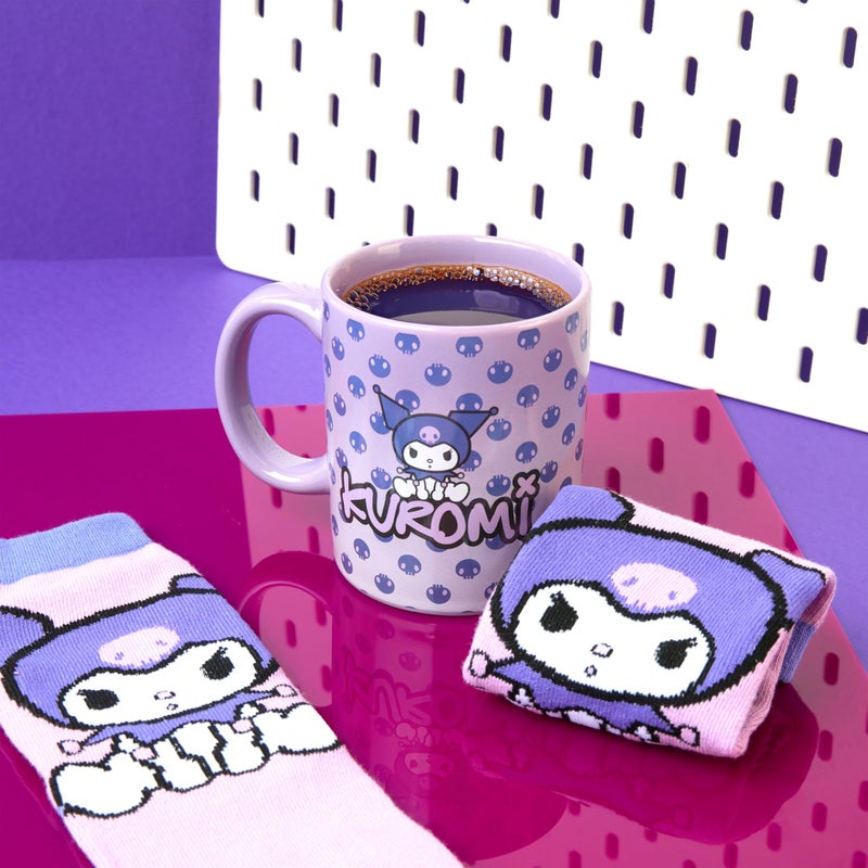 Get Trend Kuromi Sanrio Coffee Mug, Socks Set, 11.5 oz Ceramic Cup with Crew Socks, Kawaii Drinkware Gifts for Women (Purple Kuromi) - Image 5