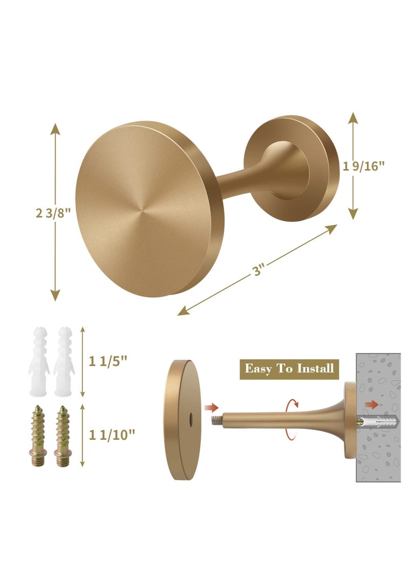 Excefore Curtain Holdbacks, 2 Pcs Metal Decorative Curtain Holdbacks, Vintage Curtain Tassel Holders Medallion Round Curtain Pull Backs, Wall Mounted Drapery Tieback Hooks with Screws (Dark Gold) - Image 2