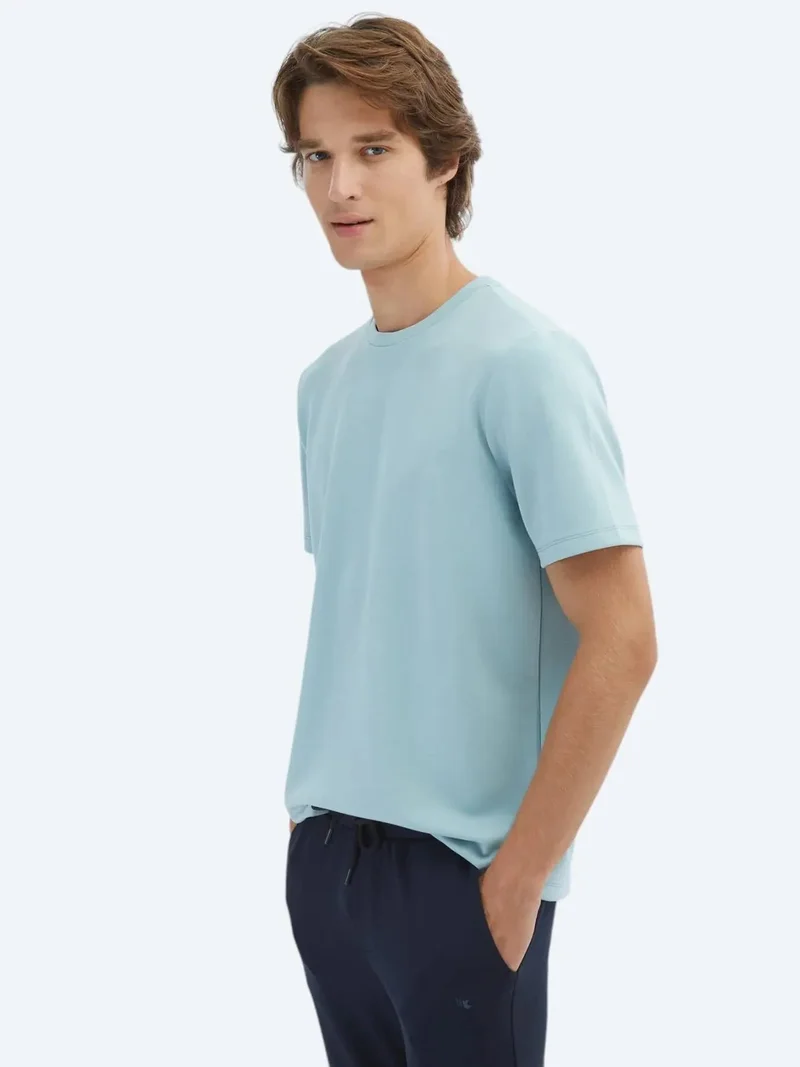 كيب تيشيرت سادة برقبة دائرية بلون النعناع