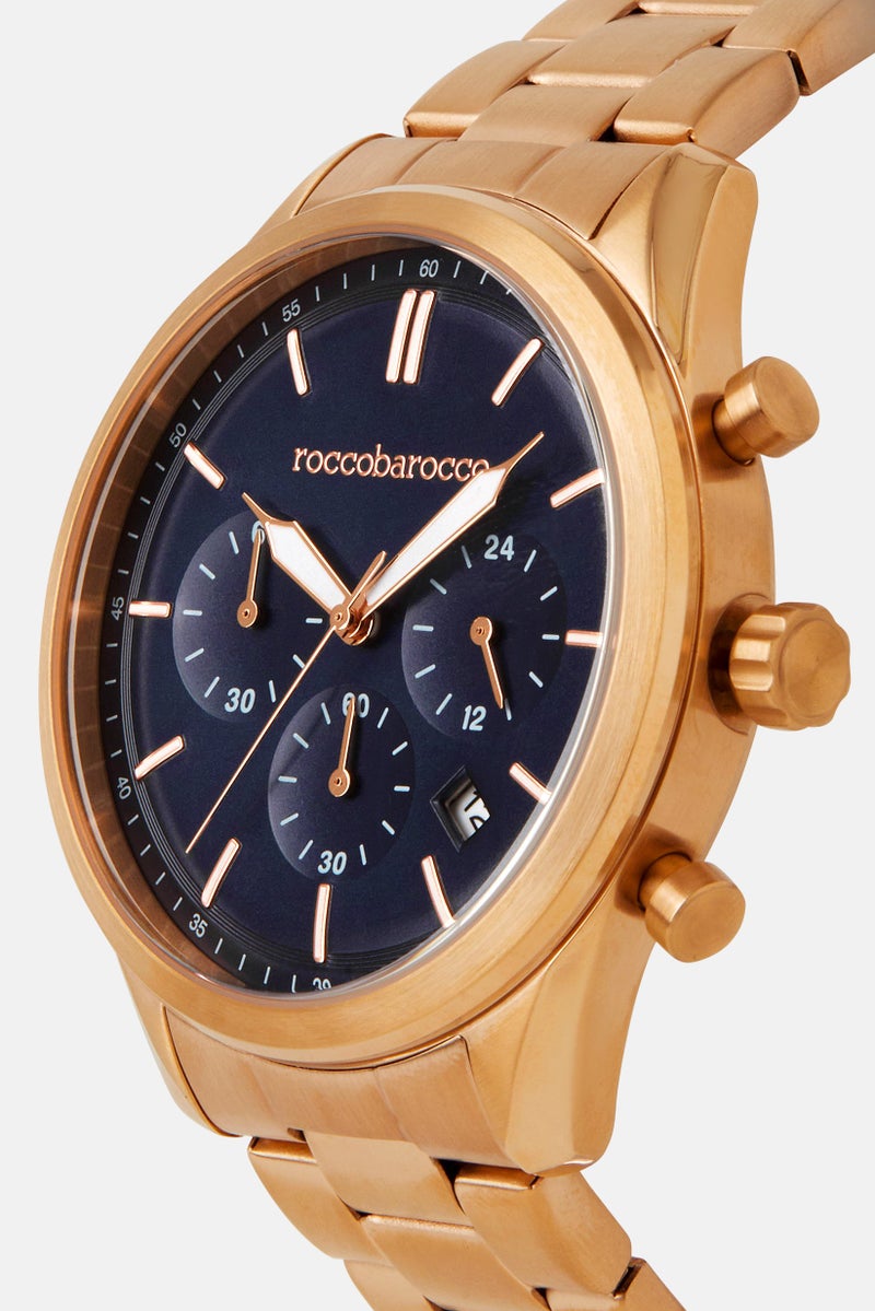 RoccoBarocco Men RB4853M-03M Analog Watch 42mm, Gold  - Image 4