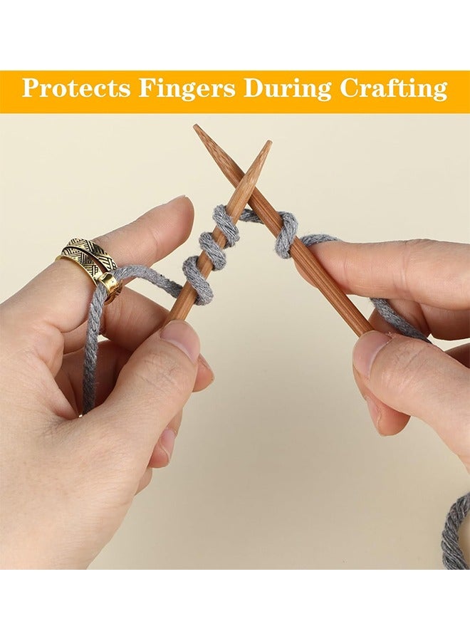 Lemon 4 PCS Knitting Crochet Loop Ring, Finger Crochet Tension Rings, Adjustable Fingers Crochet Ring Open Yarn Guide Knitting Thimbles for Crochet (Gold, Silver) - Image 3