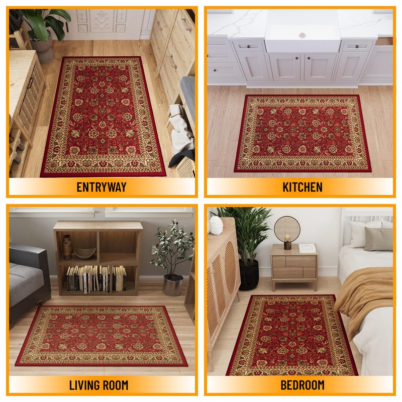 Ottomanson Hallway Runner Rug 2'7" x 9'6" Non Slip Oriental Area Rugs Easy to Clean Laundry Rug Runner Durable & Pet Friendly Floor Carpet Runners for Hallways Entryway Living Room Kitchen, Red - Image 3