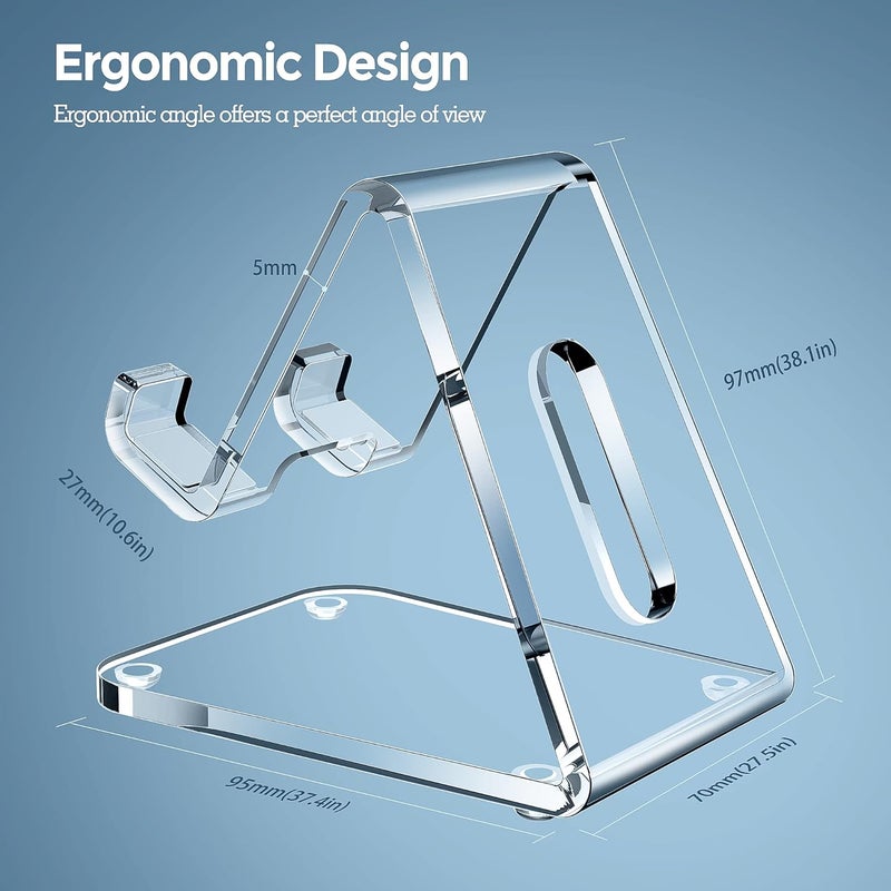 CreaDream Acrylic Cell Phone Stand, 5mm Thicker Clear Cell Phone Holder, Transparent Phone Stand for Desk, Desktop, Desk Accessories, Suitable for iPhone 14 13 Pro Max, All Smartphone 4-8inch - Image 5