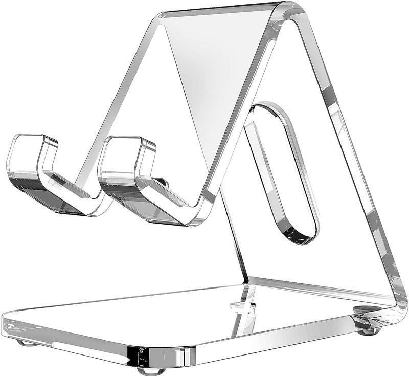 CreaDream Acrylic Cell Phone Stand, 5mm Thicker Clear Cell Phone Holder, Transparent Phone Stand for Desk, Desktop, Desk Accessories, Suitable for iPhone 14 13 Pro Max, All Smartphone 4-8inch - Image 4