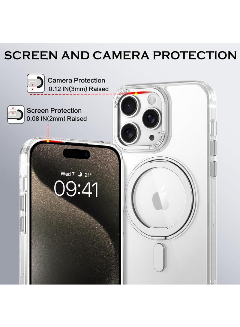 360°Rotatable Ring for iPhone 13 Pro Max Case with Magnetic/Invisible Stand Compatible with Magsafe Military Standard Drop Protection Shockproof Transparent Phone Case Slim Cover  - Image 3