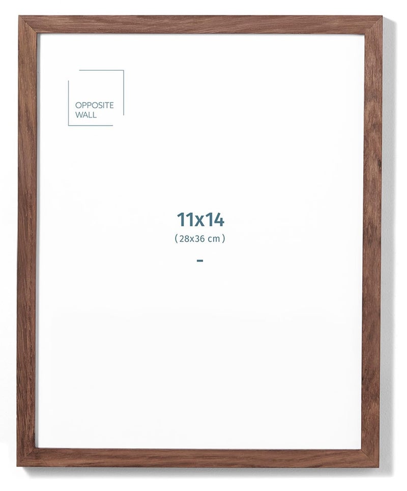 Opposite Wall 11x14 in Dark Solid Oak Wood Picture Frame Lightweight Versatile Shatterproof Wall Hanging Poster or Photo Frame Wall Decor for Office Gallery Home