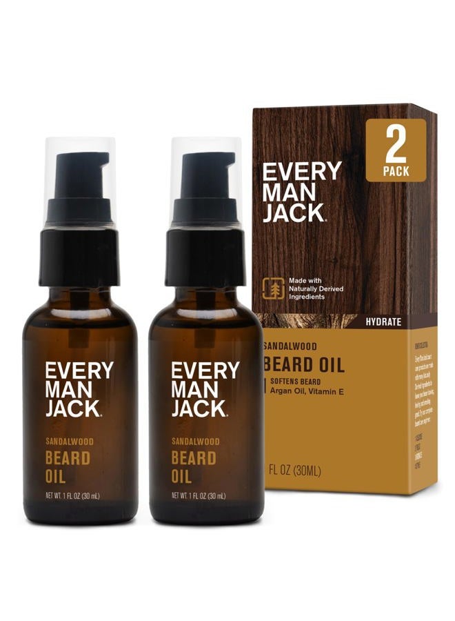 Every Man Jack Beard Oil - Moisturize & Soften Your Beard - Relieve Itch and Flakes - Light Sandalwood Scent - Made w/Naturally Derived Ingredients like Vitamin E, Argan Oil, and Borage Oil -1oz - Image 1