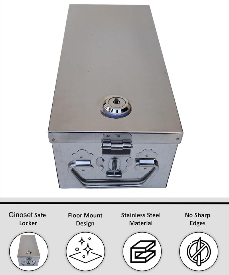 GinoSet ® Stainless Steel Locker Boxes,Jewellery Boxes, Check book Boxe, Cash Box,Bank Locker Boxe, Peti Size - 12 Inch Cash Peti (L-31cm, W-13cm, H-9.5cm)(With Pre fited Lock & 2 Key) - Image 3
