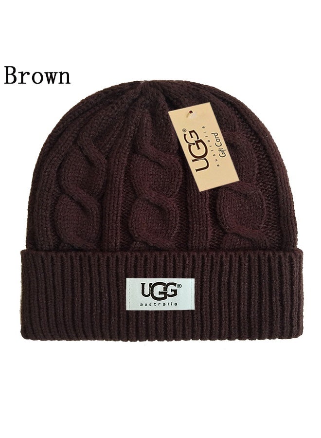 UGG Cozy Brown Cable-Knit Beanie – Soft Warm Winter Hat for Daily Wear 615Size