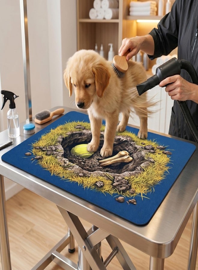 EazziSwitch Absorbent Dog Grooming Mat: 28x20 3D Effect Printed Dog Grooming Table Pad - Image 1