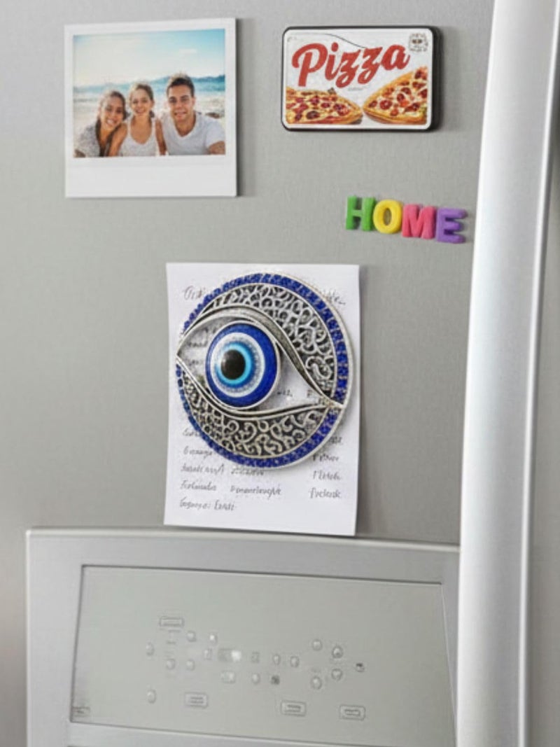 BLUE BEADS Home & Decor Magnets Multi Design Turkish Round Evil Eye Fridge Magnet Refrigerator Sticker Good Luck & Protection Unique Items Home and Office Decorative Car Accessories (Round) - Image 4