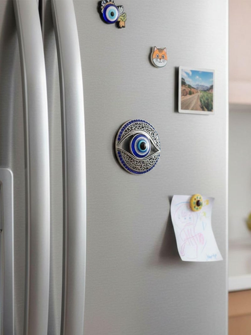 BLUE BEADS Home & Decor Magnets Multi Design Turkish Round Evil Eye Fridge Magnet Refrigerator Sticker Good Luck & Protection Unique Items Home and Office Decorative Car Accessories (Round) - Image 2