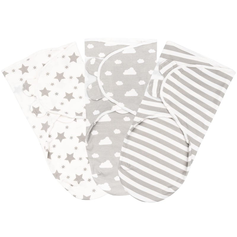 FUNUPUP Baby Swaddle 3-6 Months 100% Cotton Baby Swaddle Wrap Newborn 1.0Tog Baby Swaddle Blanket for Boys Girls, Pack of 3 (Grey) - Image 1