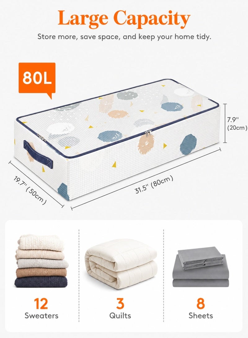 GOOGO Underbed Storage Bags, Foldable UnderBed Storage Box With Lids, Clothes Storage Bags with Sturdy Zip, PVC Window, Reinforced Handle for Clothes, Duvets, Comforters, Blankets - Image 2