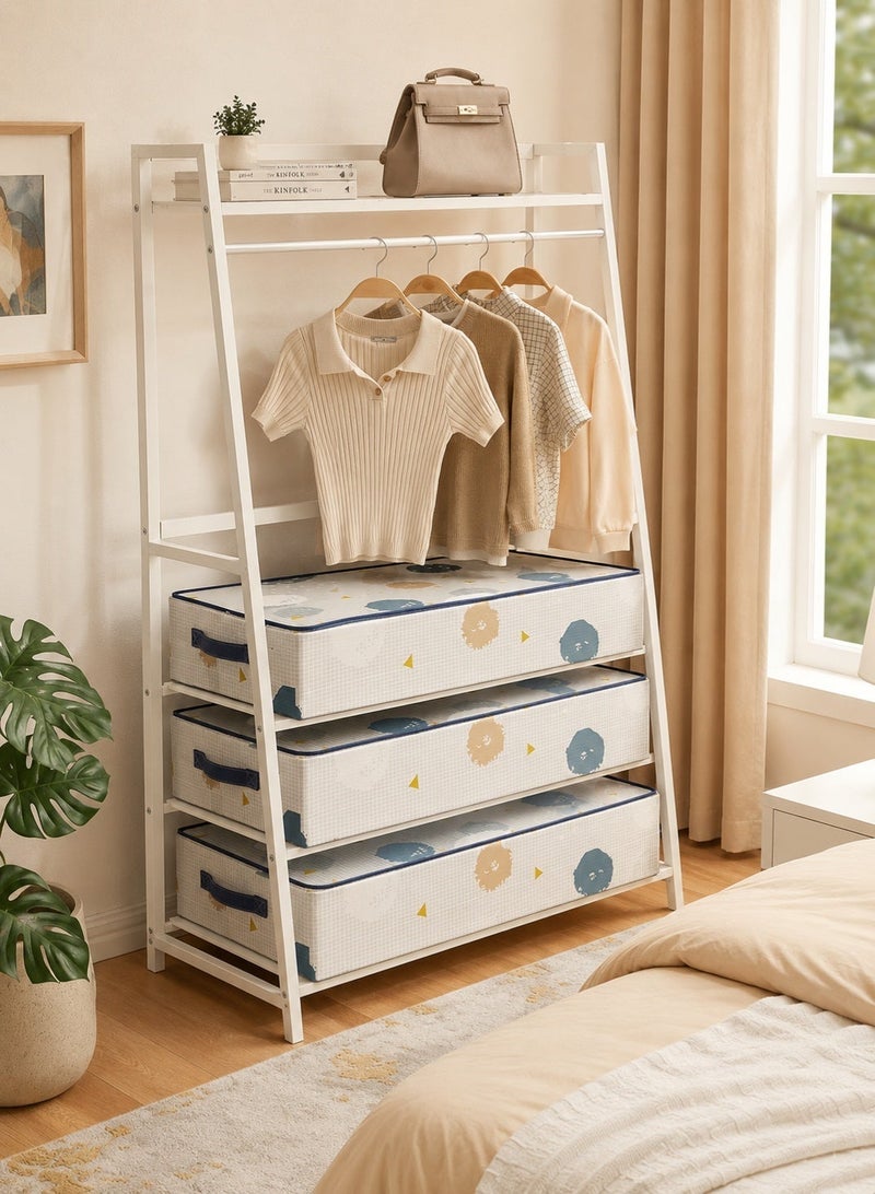 GOOGO Underbed Storage Bags, Foldable UnderBed Storage Box With Lids, Clothes Storage Bags with Sturdy Zip, PVC Window, Reinforced Handle for Clothes, Duvets, Comforters, Blankets - Image 3