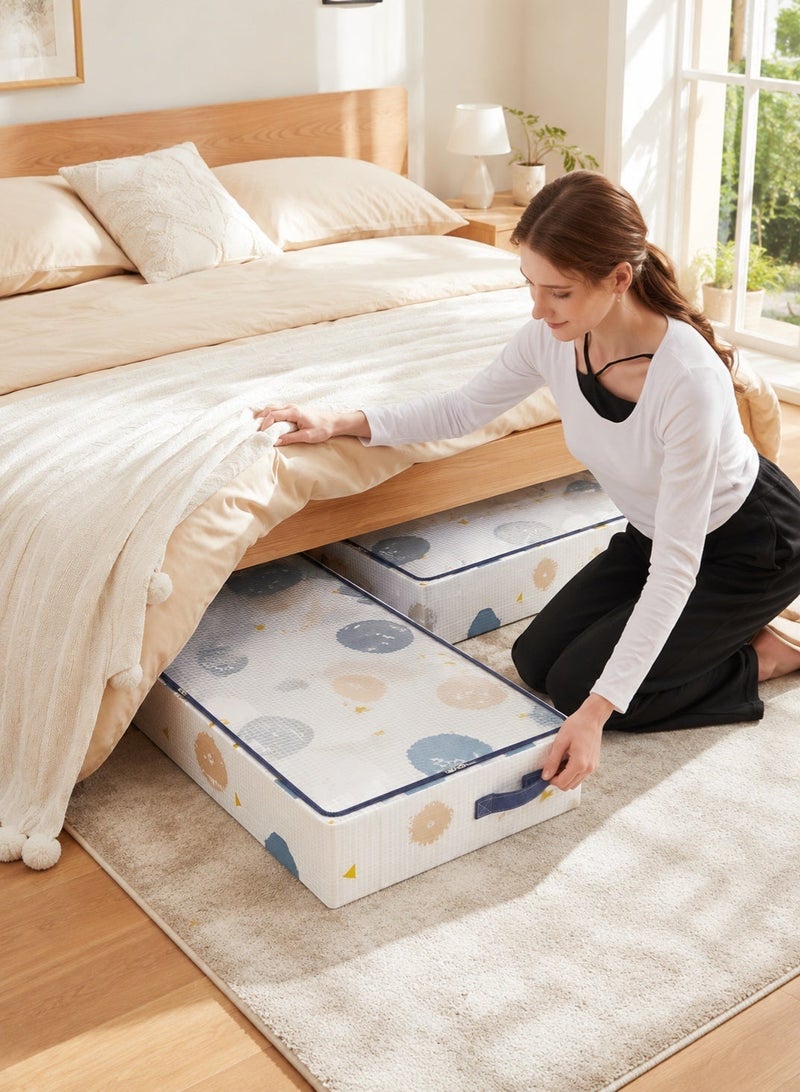 GOOGO Underbed Storage Bags, Foldable UnderBed Storage Box With Lids, Clothes Storage Bags with Sturdy Zip, PVC Window, Reinforced Handle for Clothes, Duvets, Comforters, Blankets - Image 4