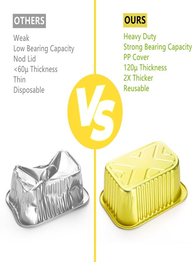 DEAYOU 50 Pack Small Aluminum Pans with Lids, 1.5 LB Heavy Duty Disposable Foil Cake Baking Tins, Bread Loaf Pans Takeout Food Containers for Leftover, Meal Prep, Freezer, 6.3" x 4.4" x 2.1", 24oz - Image 3