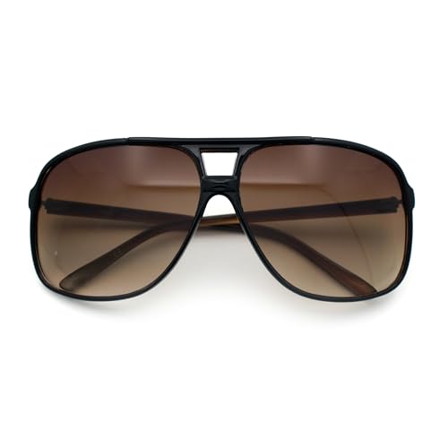 SA106 Oversize Large Thin Plastic Racer Mens Sport Sunglasses Black Brown - Brown - Image 1