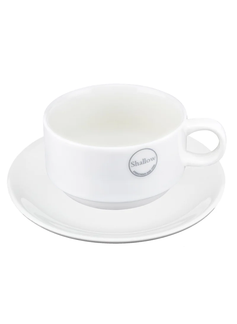 Shallow Bone China Hospitality Coffee Cup, White, 220Ml, Jx130-C001-04