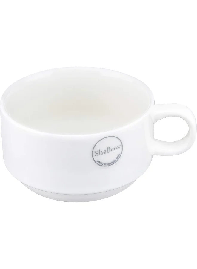 Shallow Bone China Hospitality Coffee Cup, White, 220Ml, Jx130-C001-04