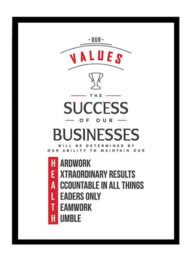 NIBEMINENT Quotes Poster With Frame Red/White/Black 40 x 55cm - Image 1