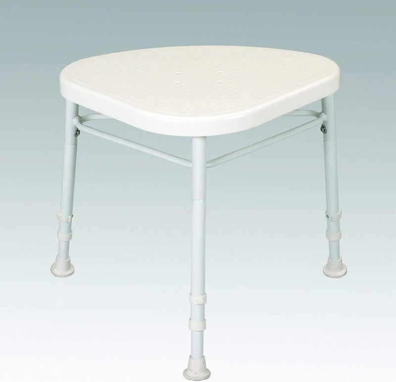 HOMECRAFT 91325463 White Line Aluminium Corner Shower Stool Shower Chair for Elderly Handicapped and Disabled Users Bath Chair for Stability and Support in the Bathroom Tripod Seat Bathroom Aid
