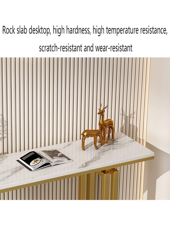 Raffine Modern Light Luxury Console Table Narrow Hallway Table Marble Look Tabletop Side Table with Metal Frame Entrance Table for Living Room and Entryway 100x30x80 cm  - Image 3
