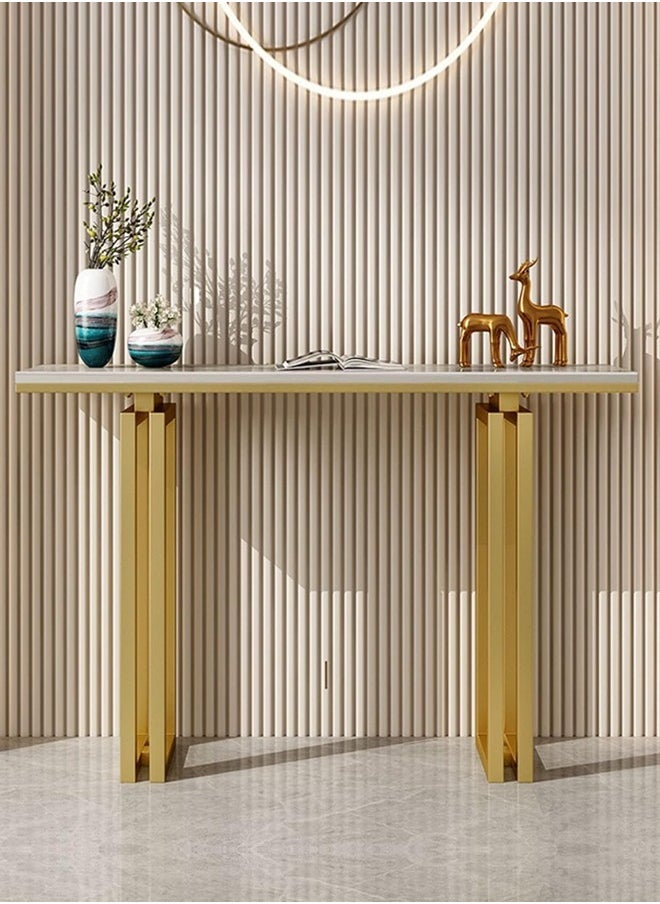 Raffine Modern Light Luxury Console Table Narrow Hallway Table Marble Look Tabletop Side Table with Metal Frame Entrance Table for Living Room and Entryway 100x30x80 cm  - Image 5