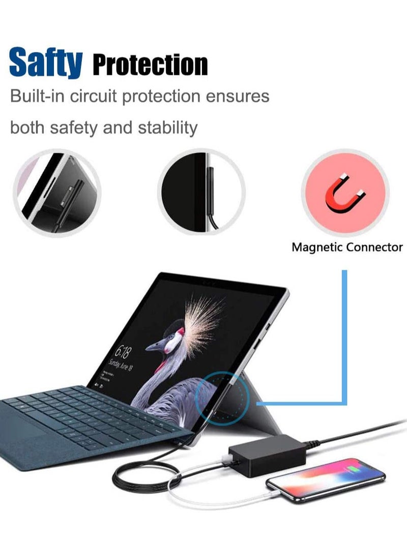 ماركة غير محددة - محول إمداد طاقة شاحن 65 وات متوافق مع جهاز الكمبيوتر اللوحي Microsoft Surface Pro 3 4 5 6 7 Book - Image 1