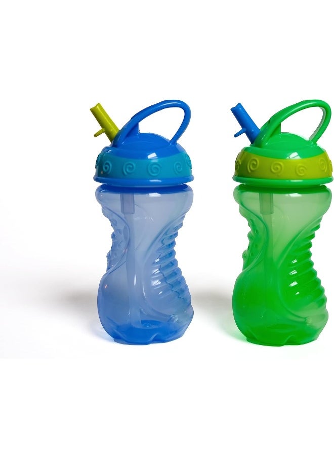 Nuby - Nuby 2-Pack Flip-It Easy Grip Cups with Easy-Flo Straw, 10 Ounce, Colors May Vary - Image 1