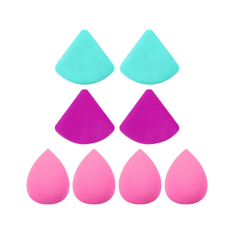 Freeman Puffs N' Stuff Powder Puffs + Liquid Sponges 8 Count Set, Makeup Blending Sponges For Liquid & Cream Foundation & Concealer, Triangle Powder Puff For Setting Powder, Vegan & Cruelty Free - Image 2