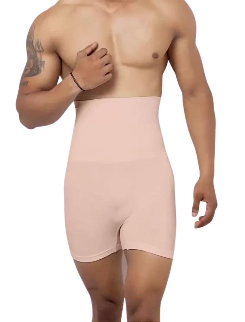 KROYWEN Men Body Shaper Belly Girdle Boxer Stomach Fitness for Exercise & Workout Briefs (Beige, XL) - Image 1