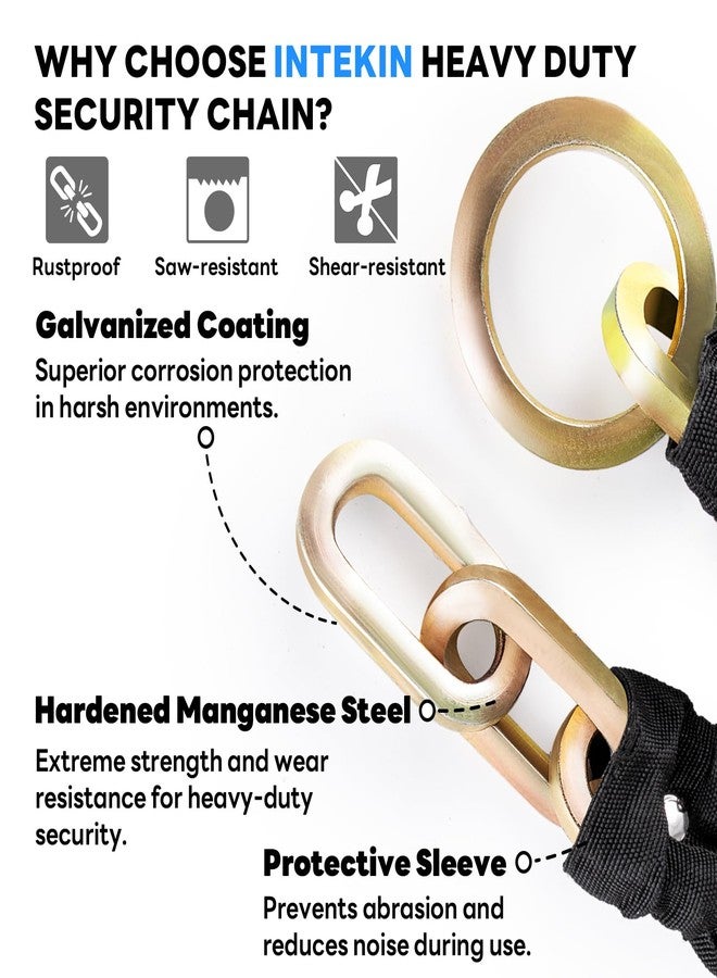 INTEKIN Security Chain 4 ft x 3/8" Thick Hardened Steel Chain, Bike Lock Chain for Bikes, Containers, Motorcycles, Trailers, ATV's - Image 4