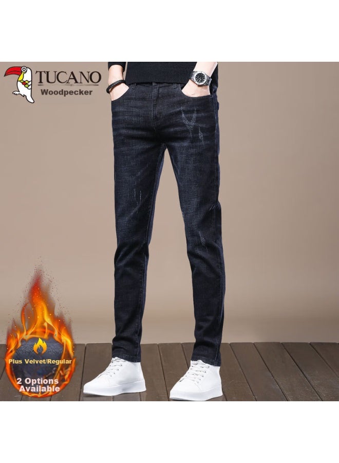 Tucano Tucano Men's Jeans, Spring And Summer Slim Fit, Elastic Long Pants, Trendy Business Casual Trousers For Men, Blue-black, Size 29 - Image 1