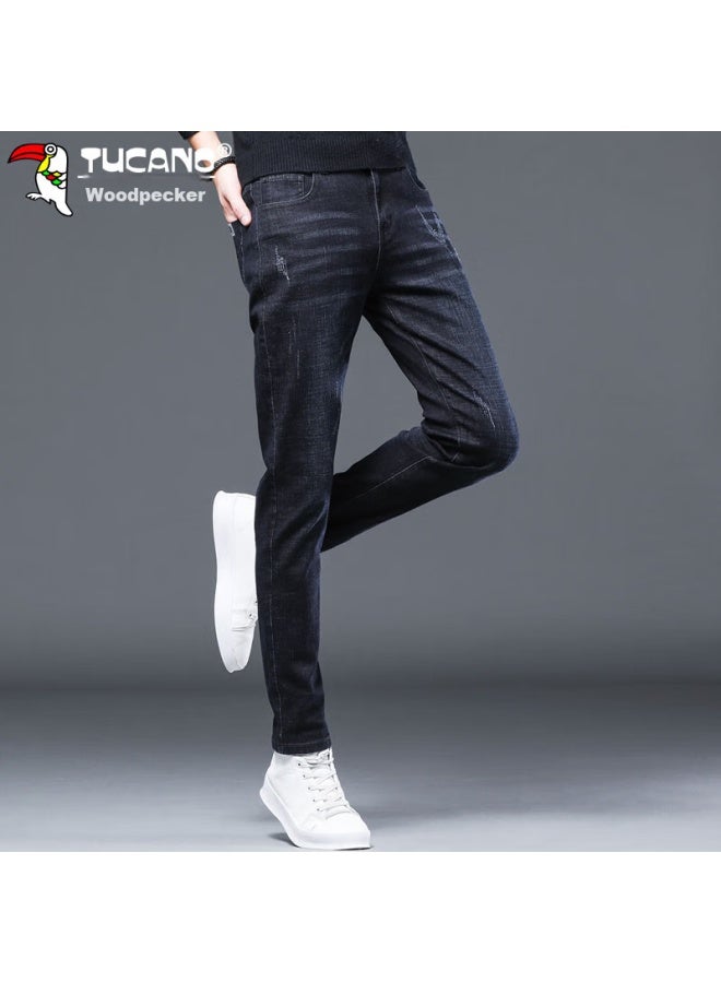 Tucano Tucano Men's Jeans, Spring And Summer Slim Fit, Elastic Long Pants, Trendy Business Casual Trousers For Men, Blue-black, Size 29 - Image 5