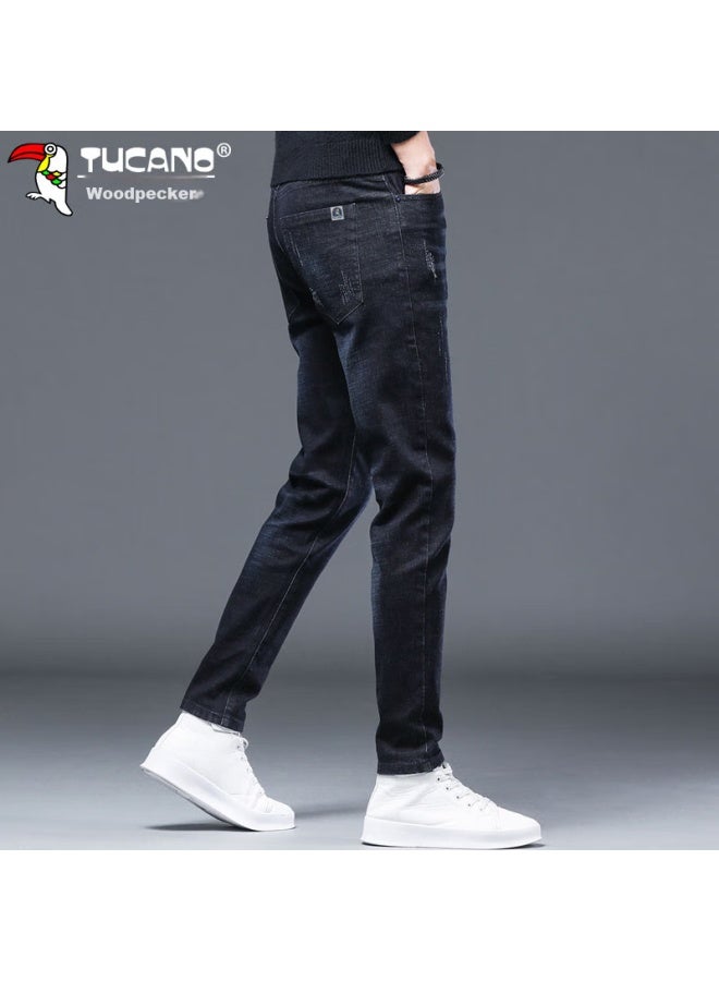 Tucano Tucano Men's Jeans, Spring And Summer Slim Fit, Elastic Long Pants, Trendy Business Casual Trousers For Men, Blue-black, Size 29 - Image 2