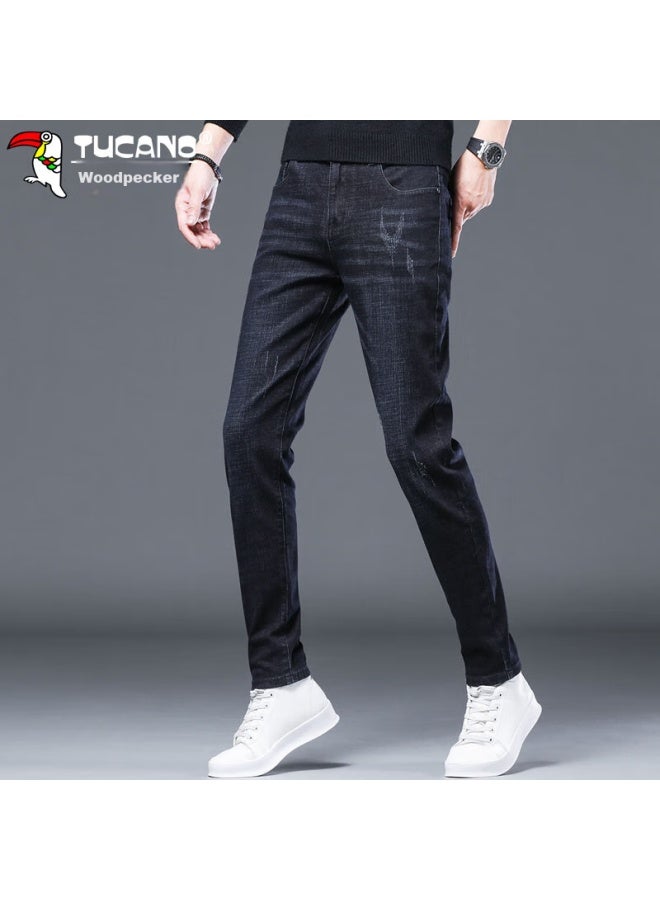 Tucano Tucano Men's Jeans, Spring And Summer Slim Fit, Elastic Long Pants, Trendy Business Casual Trousers For Men, Blue-black, Size 29 - Image 4