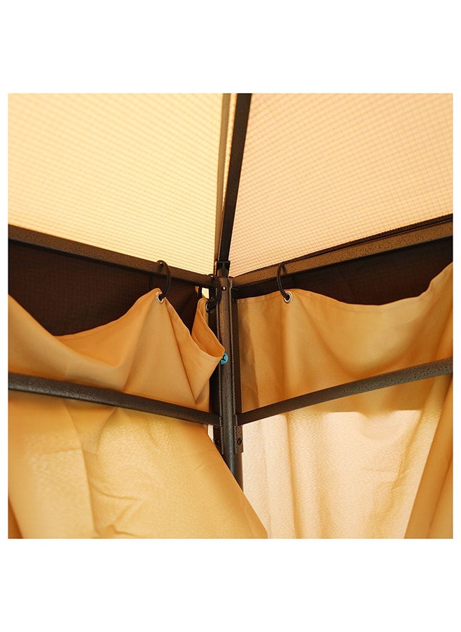 DANUBE HOME Delight Gazebo Steel Frame With Polyester Roof Square Shape With Curtain Water And UV Resistant Garden Patio Canopy Modern Outdoor Furniture 2.7x2.7m Beige  - Image 4